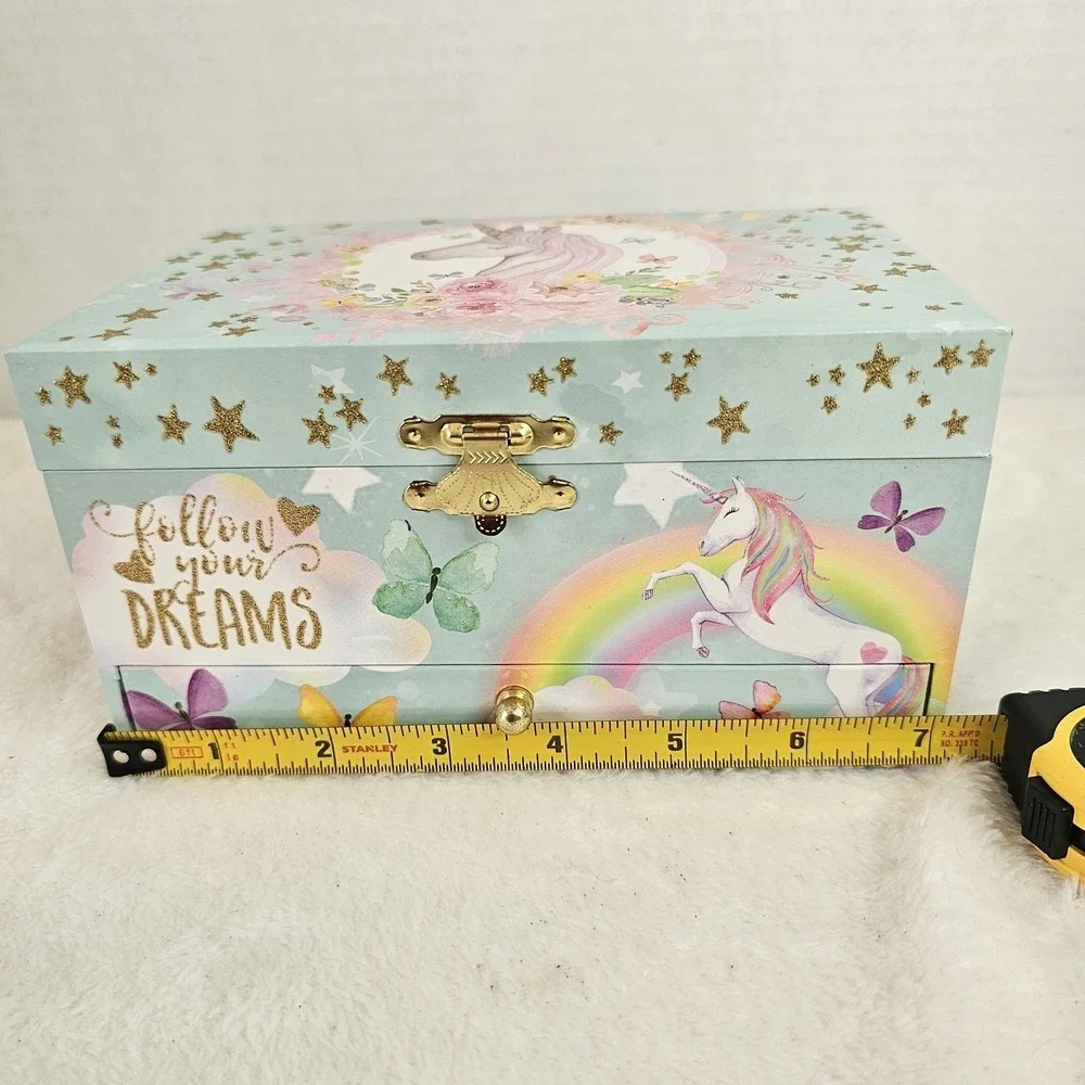 Rainbow Unicorn Music Jewelry Box Plays 